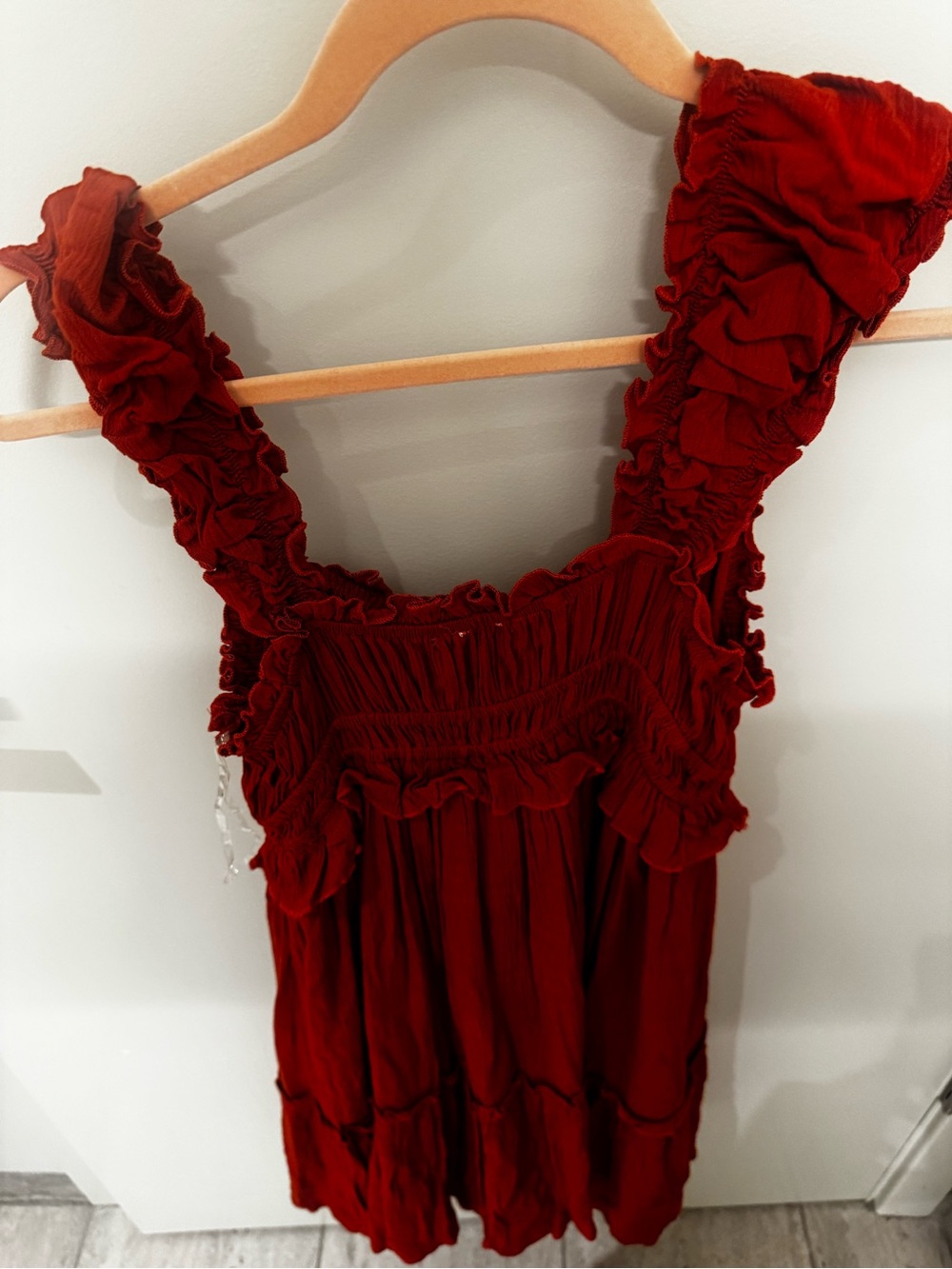 Pink Lily Rust Red Ruffle-Strap Sundress - Picture 5 of 5